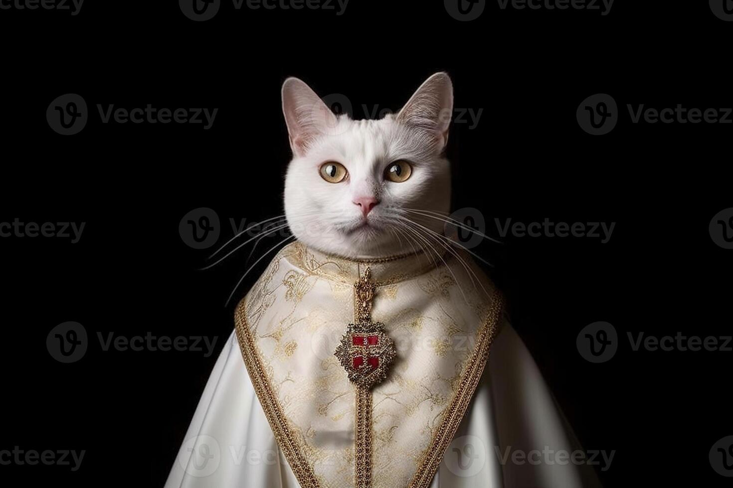 chat comme le pape dans Vatican isolé sur noir génératif ai photo