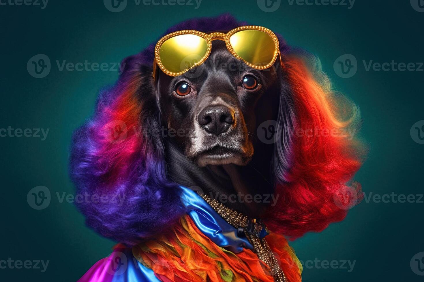 cocker épagneul chien comme disco Danse diva froussard la musique Années 70 années soixante-dix illustration génératif ai photo