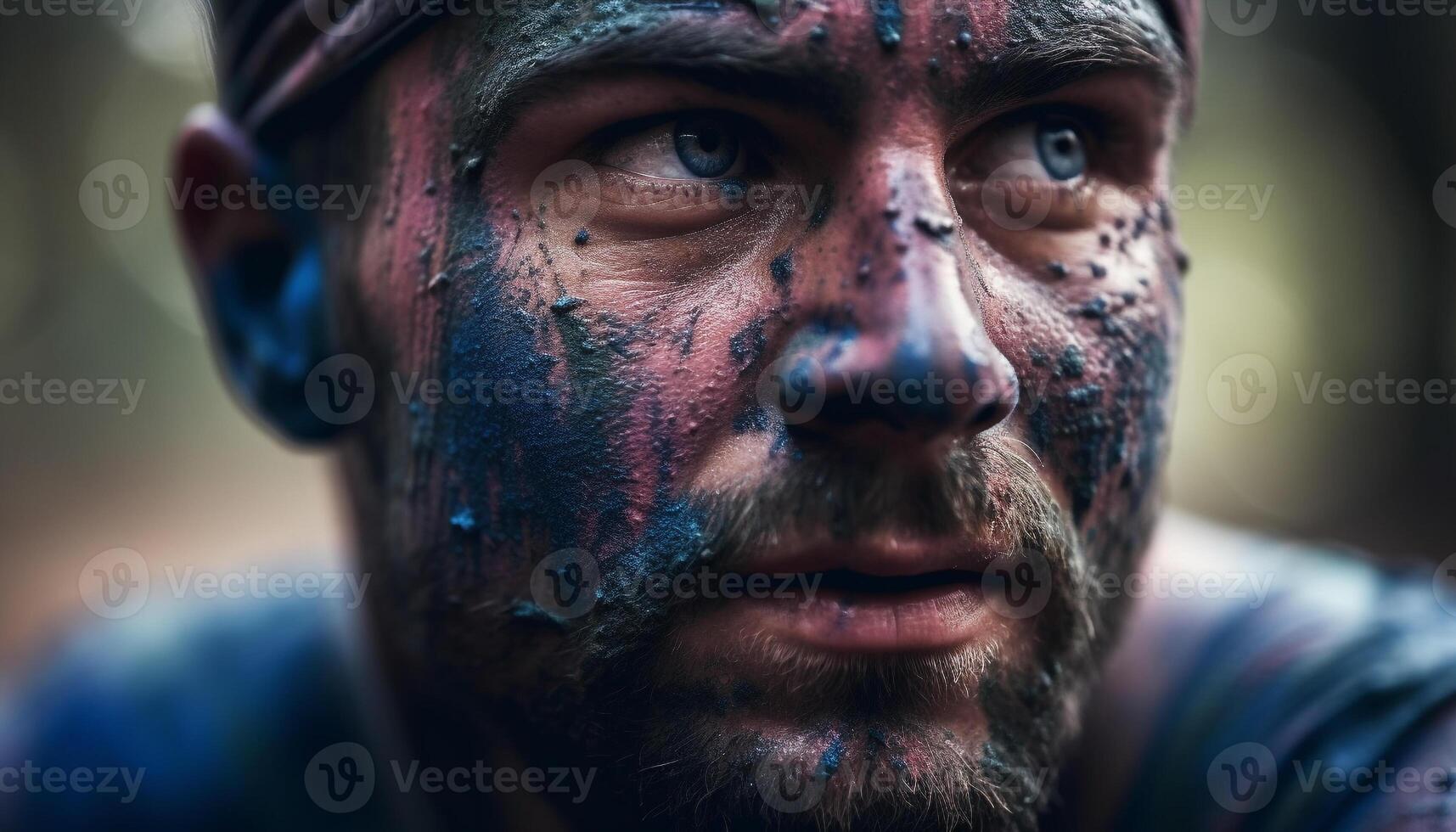 sérieux homme avec humide barbe spectacles détermination dans bien art portrait généré par ai photo