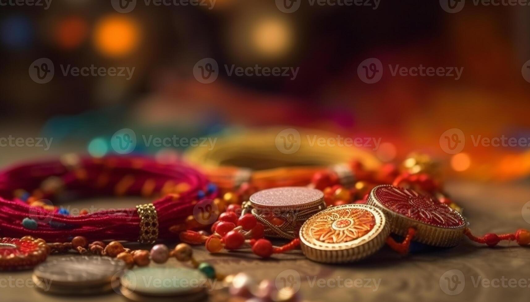 vibrant collection de traditionnel Indien bijoux pour mariage la cérémonie généré par ai photo