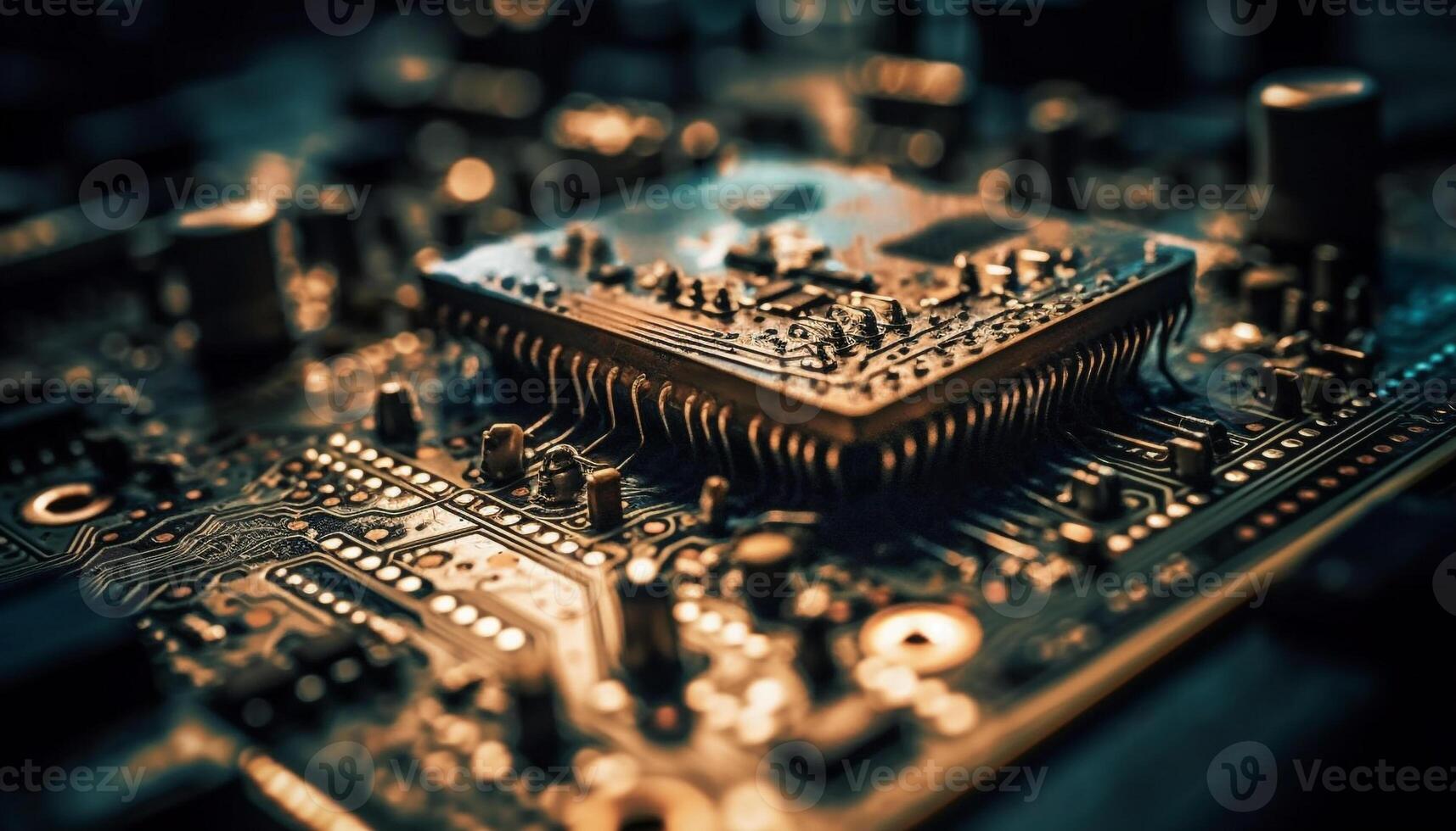 complexité de semi-conducteur circuit conseil, une futuriste ordinateur équipement travail généré par ai photo