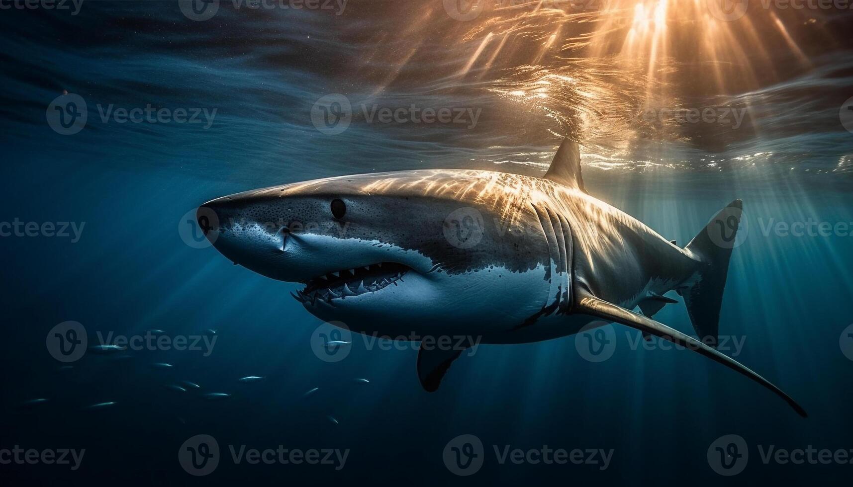 majestueux sous-marin géant poisson avec tranchant les dents et agressif mouvement généré par ai photo