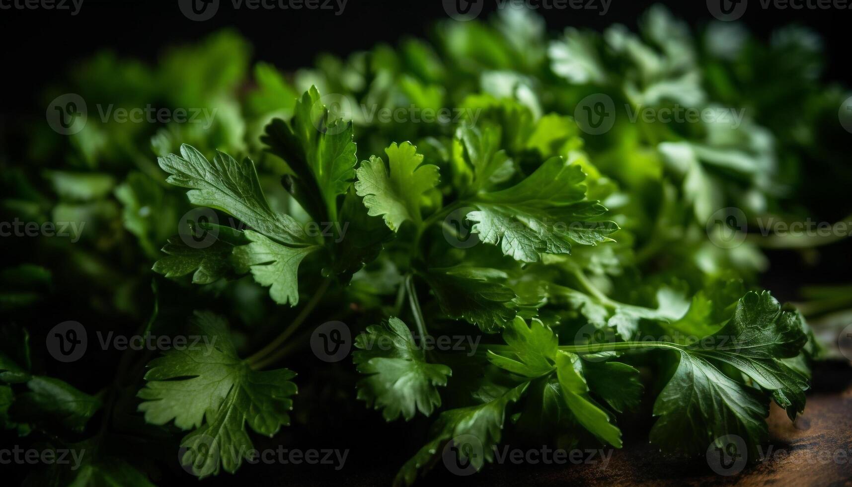 en bonne santé garnir Frais coriandre et persil paquet pour été salades génératif ai photo