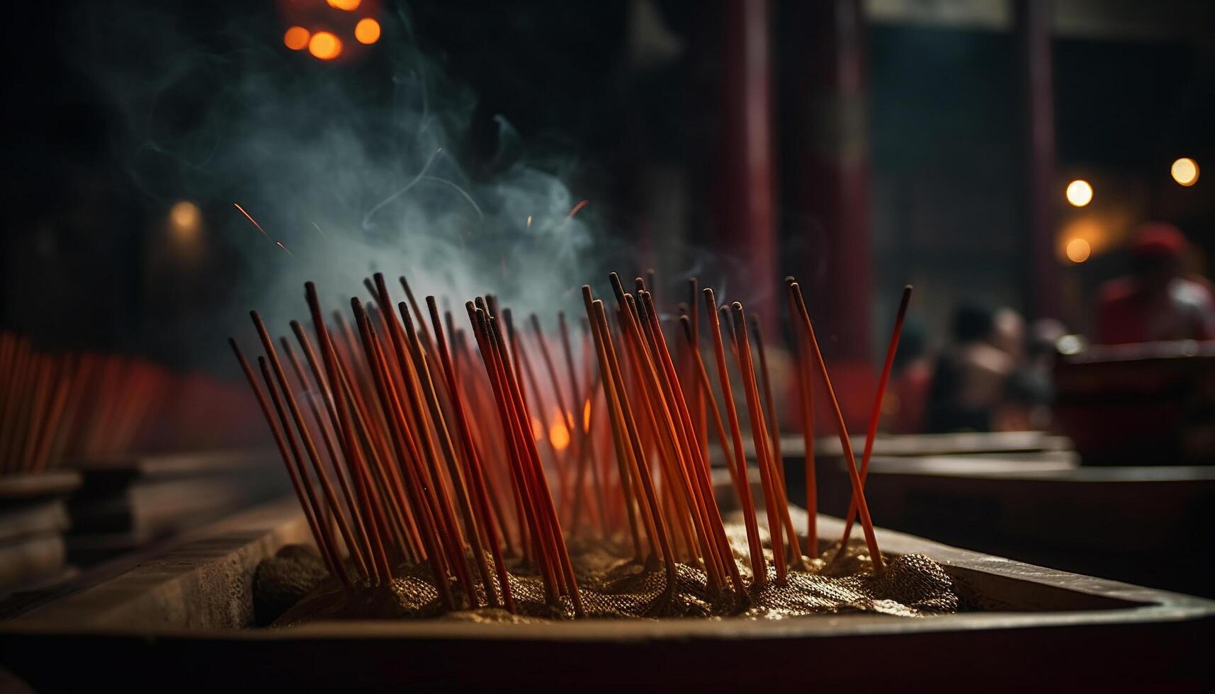 brûlant encens s'enflamme spiritualité dans traditionnel religieux la cérémonie généré par ai photo