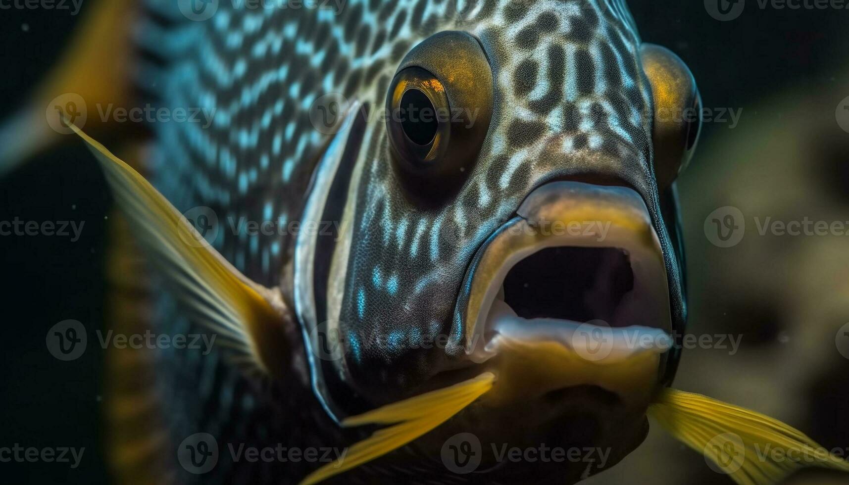 multi coloré pitre poisson nager dans magnifique corail récif sous-marin généré par ai photo