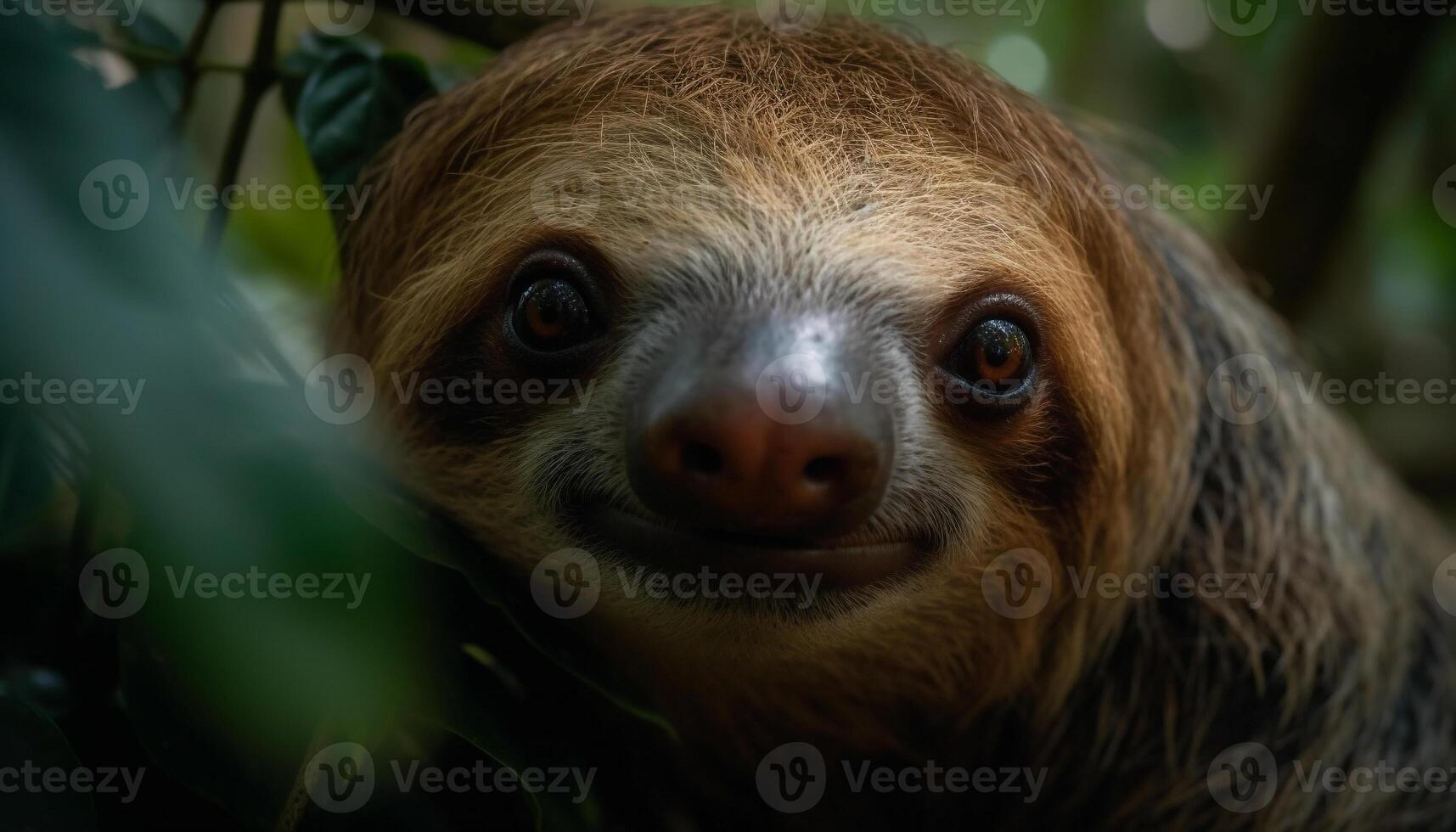 mignonne primate portrait maki à la recherche à caméra dans tropical forêt généré par ai photo