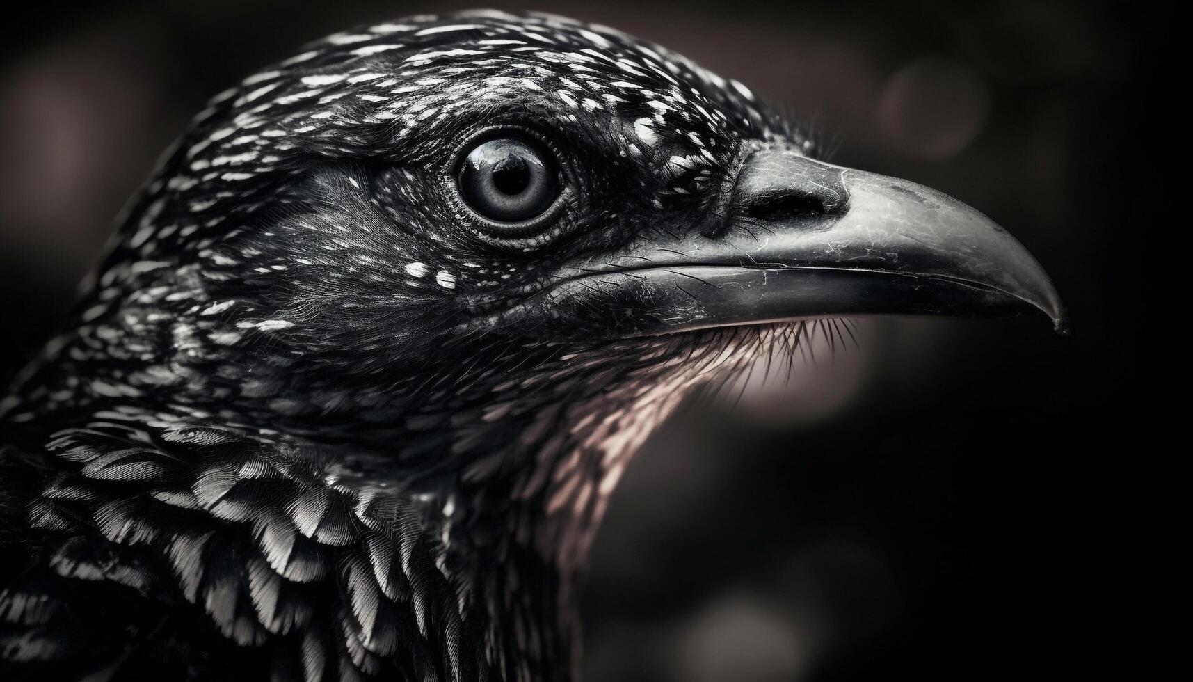 noir et blanc faucon portrait, proche en haut de majestueux oiseau généré par ai photo