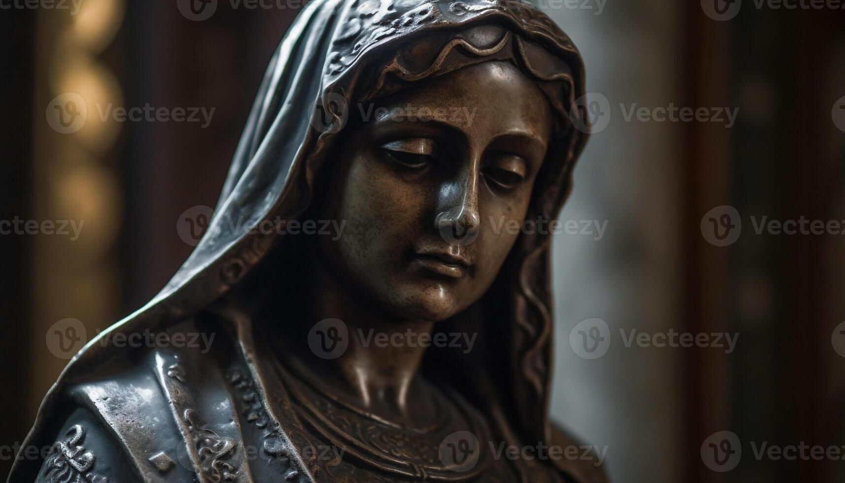 prier à Dieu, une statue symbolise christianisme et spiritualité généré par ai photo