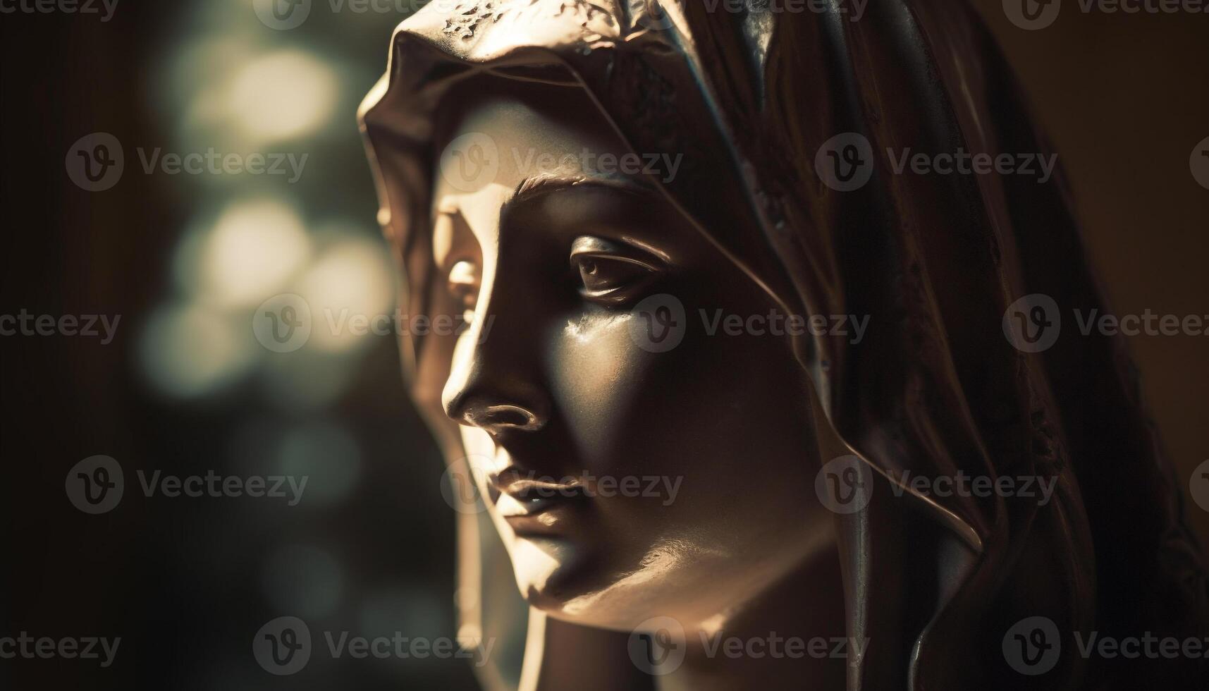 christianisme beauté capturé dans statue de prier femme en plein air généré par ai photo