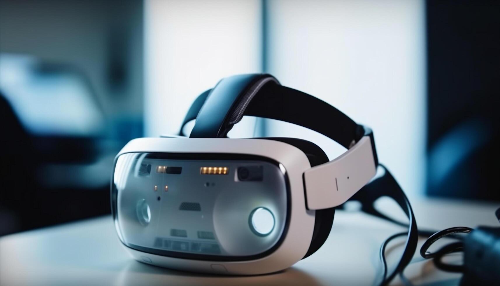 futuriste casque améliore virtuel réalité jeu expérience avec mains gratuit La technologie généré par ai photo