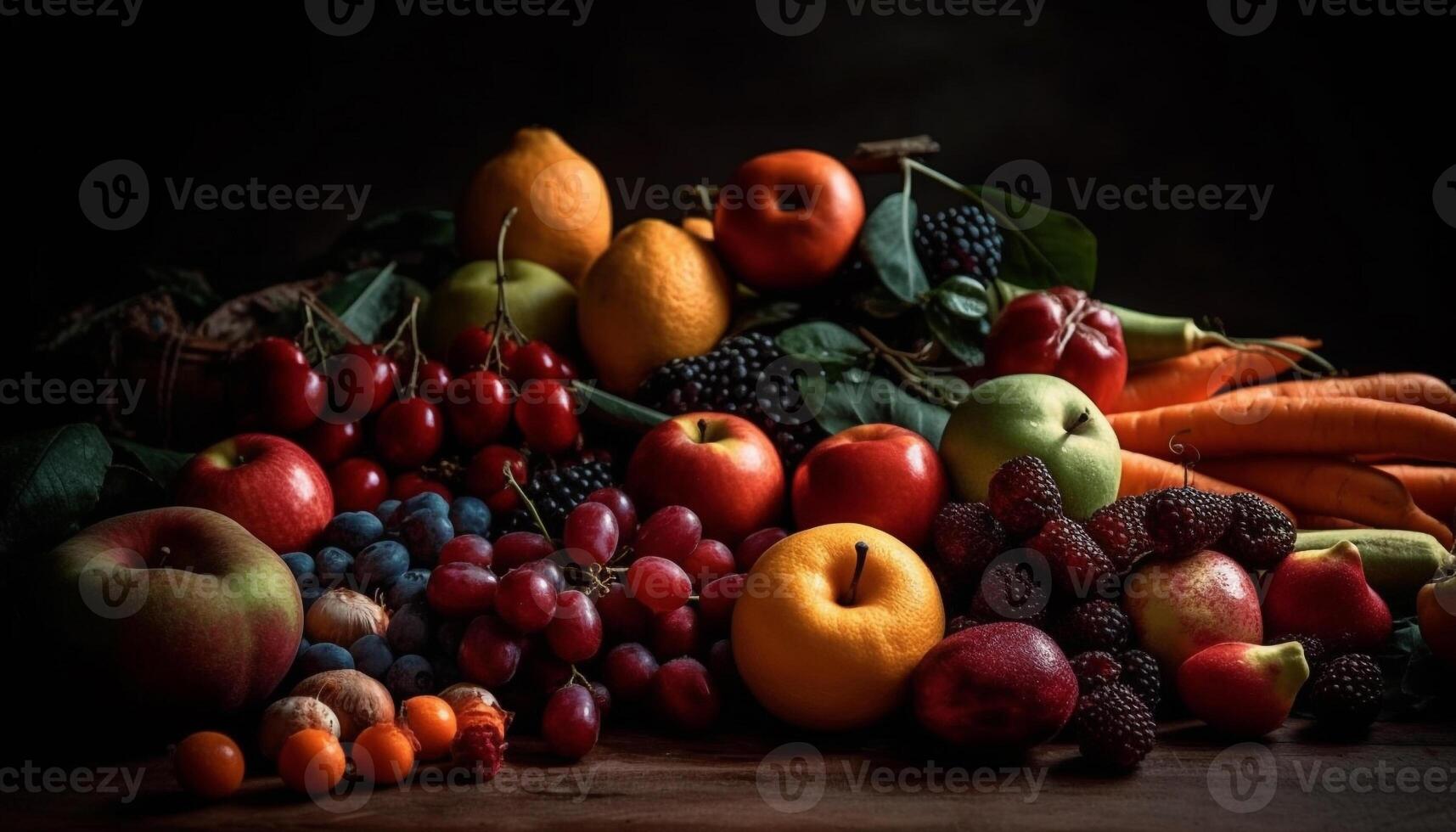 l'automne récolte une panier de multi coloré fruit et des légumes généré par ai photo