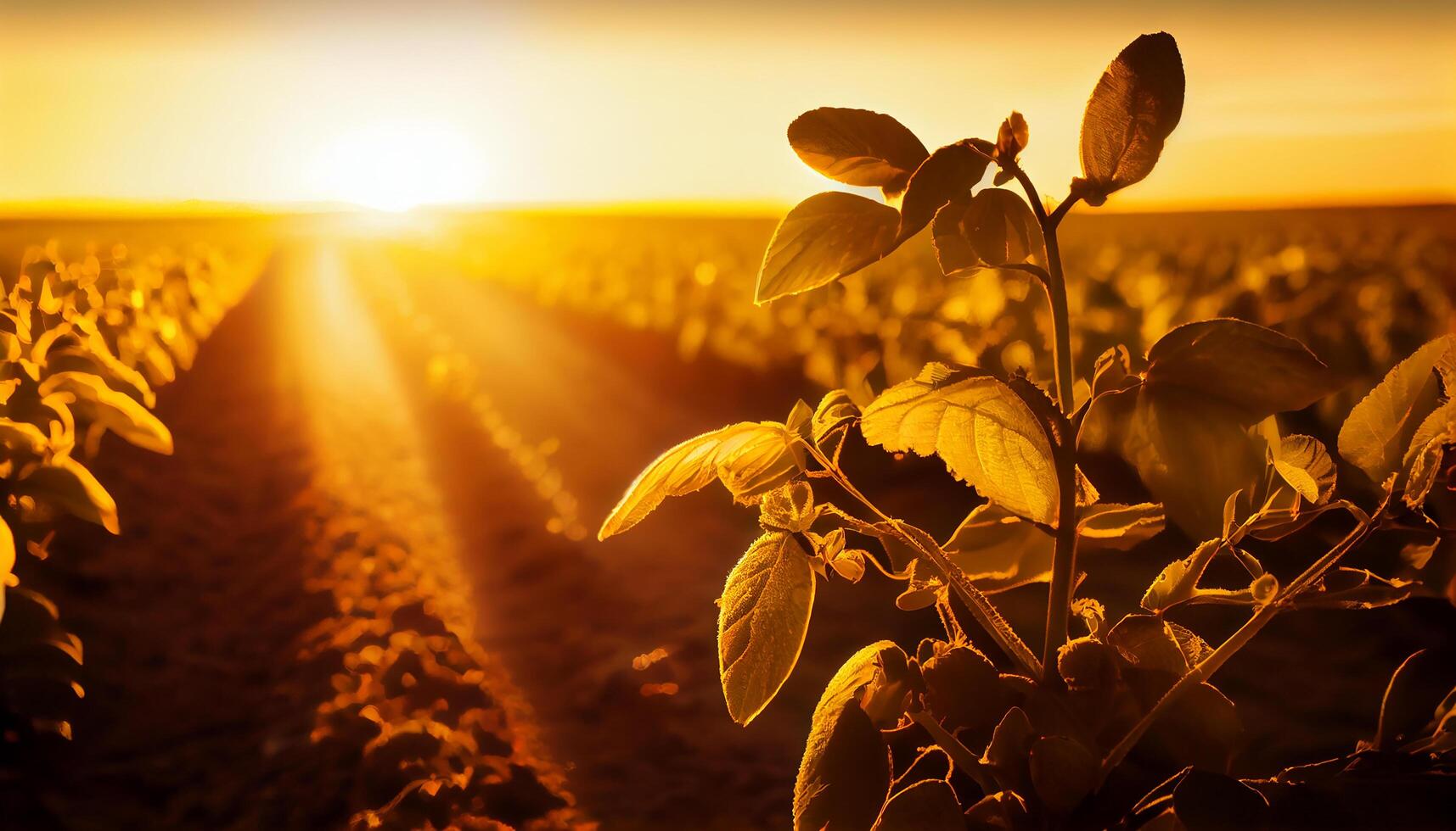 la nature beauté Soleil ensembles plus de idyllique les terres agricoles ,génératif ai photo