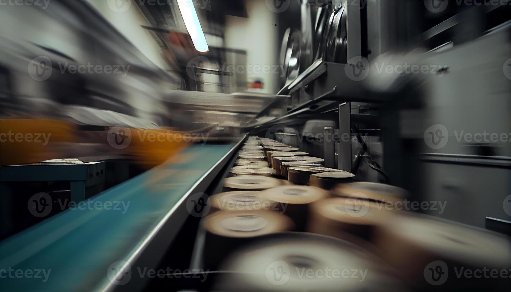 flou mouvement dans moderne usine, fabrication équipement à l'intérieur ,génératif ai photo