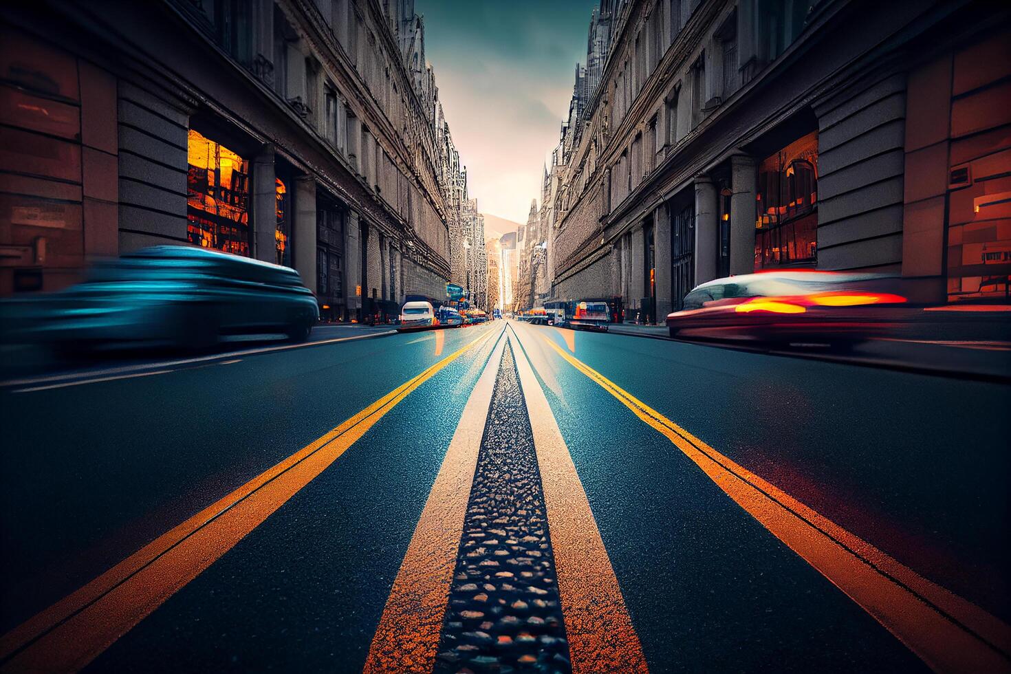 flou mouvement, excès de vitesse voitures ville vient vivant ,génératif ai photo