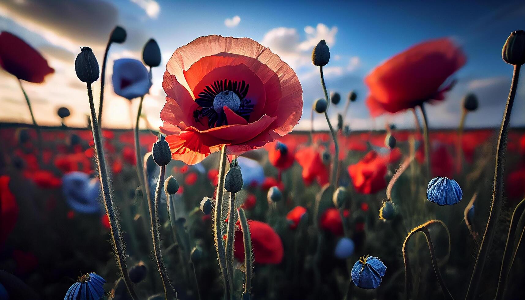 natures beauté dans été Prairie multicolore fleurs sauvages ,génératif ai photo