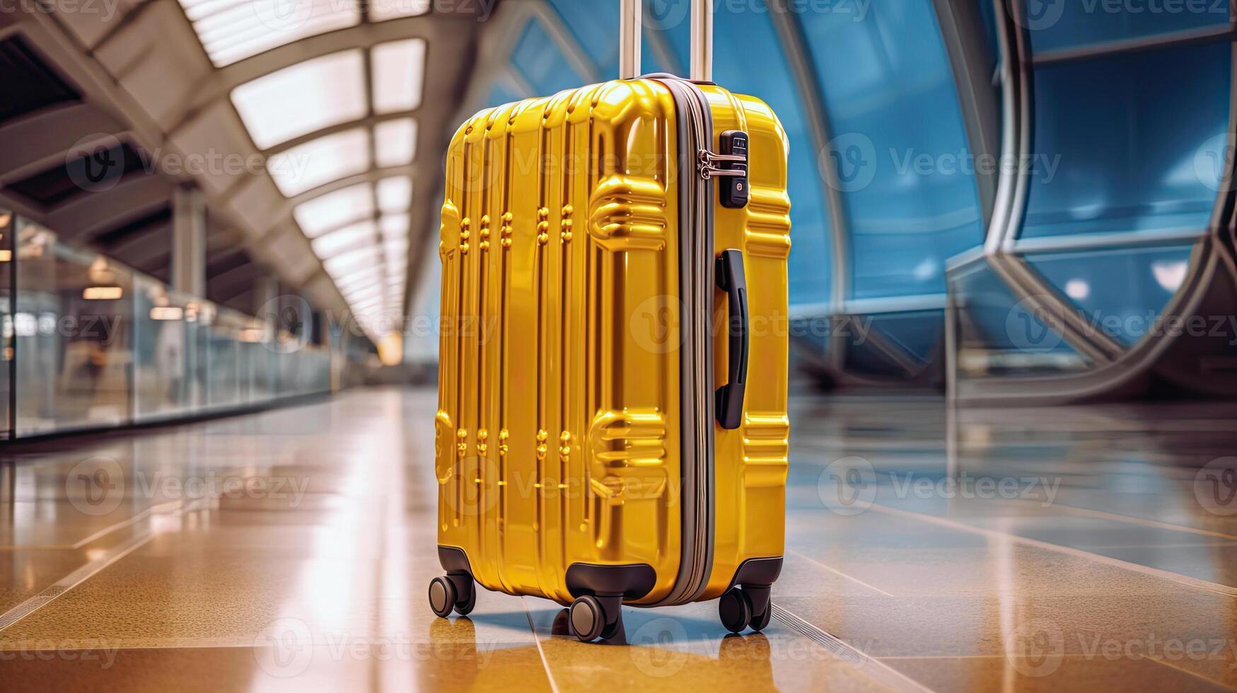 Plastique valise dans le aéroport. génératif ai photo