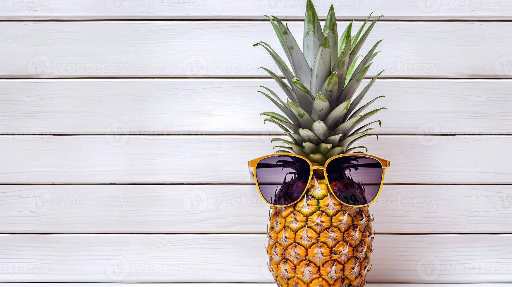 élégant ananas avec branché des lunettes de soleil. génératif ai photo