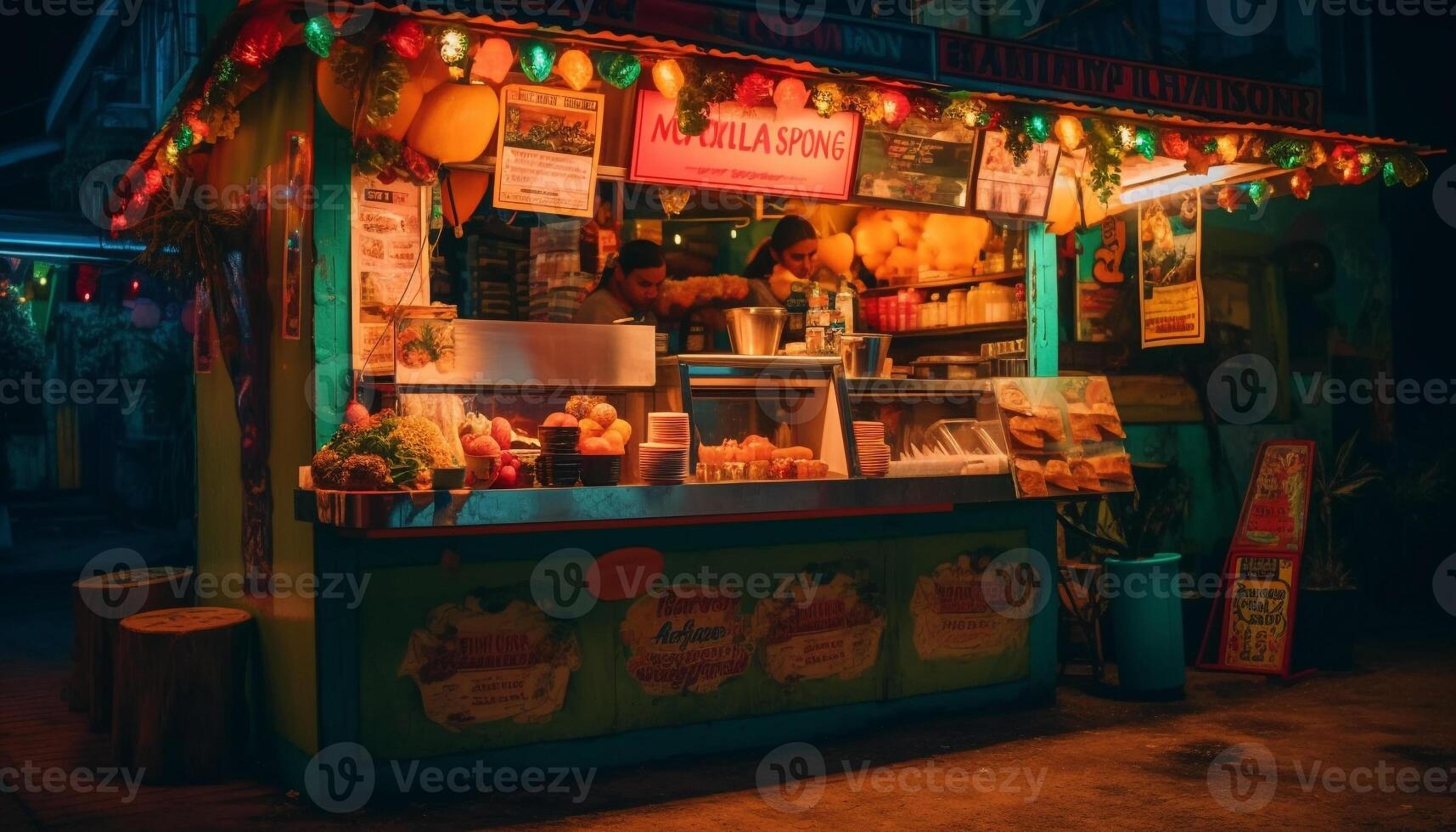 traditionnel Festival illumine ville rue avec souvenirs généré par ai photo