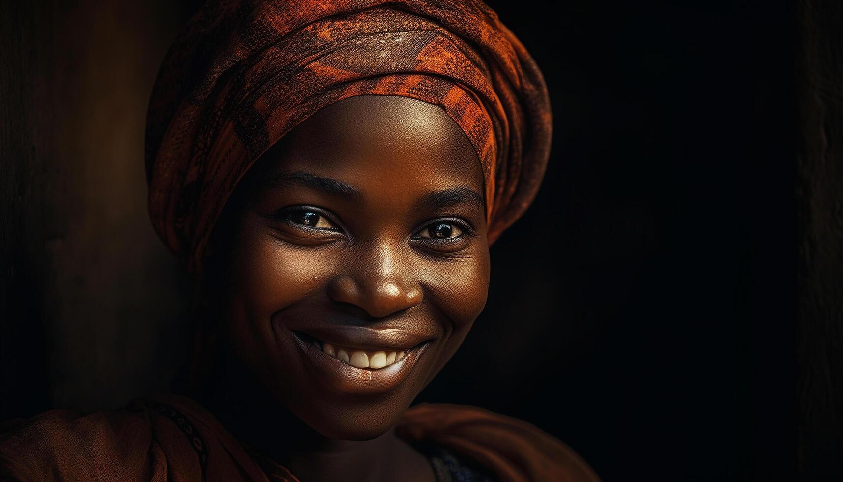 magnifique Jeune africain femme avec sur de soi sourire généré par ai photo