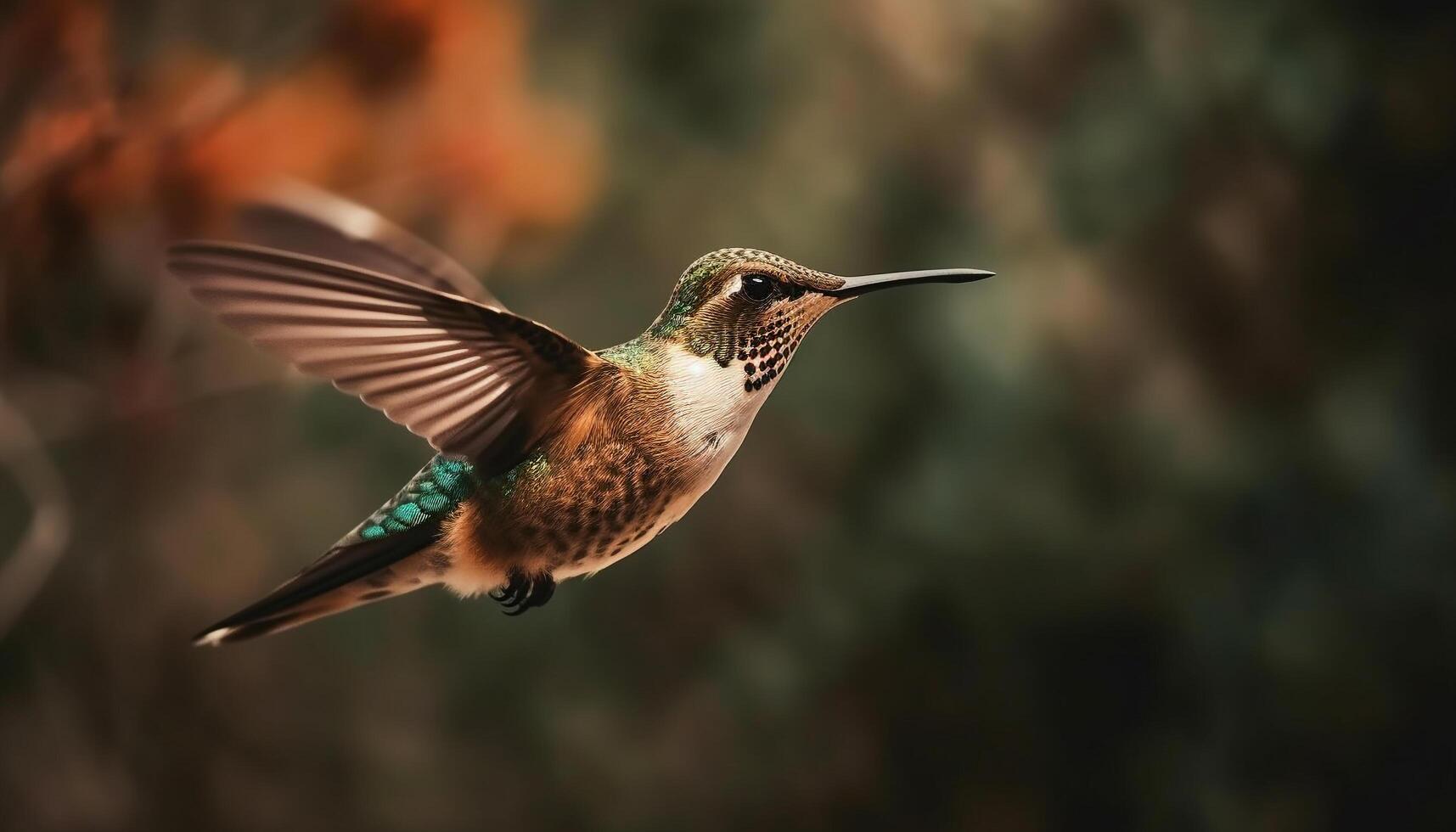 planant colibri volets iridescent ailes milieu air beauté généré par ai photo