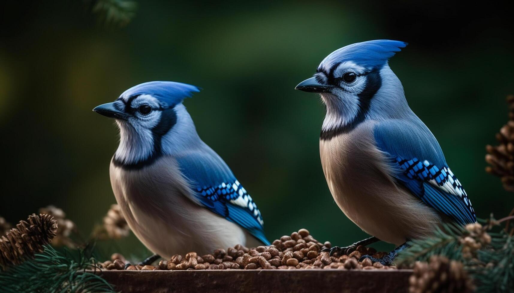 petit mésange se percher sur bifurquer, sélectif concentrer généré par ai photo