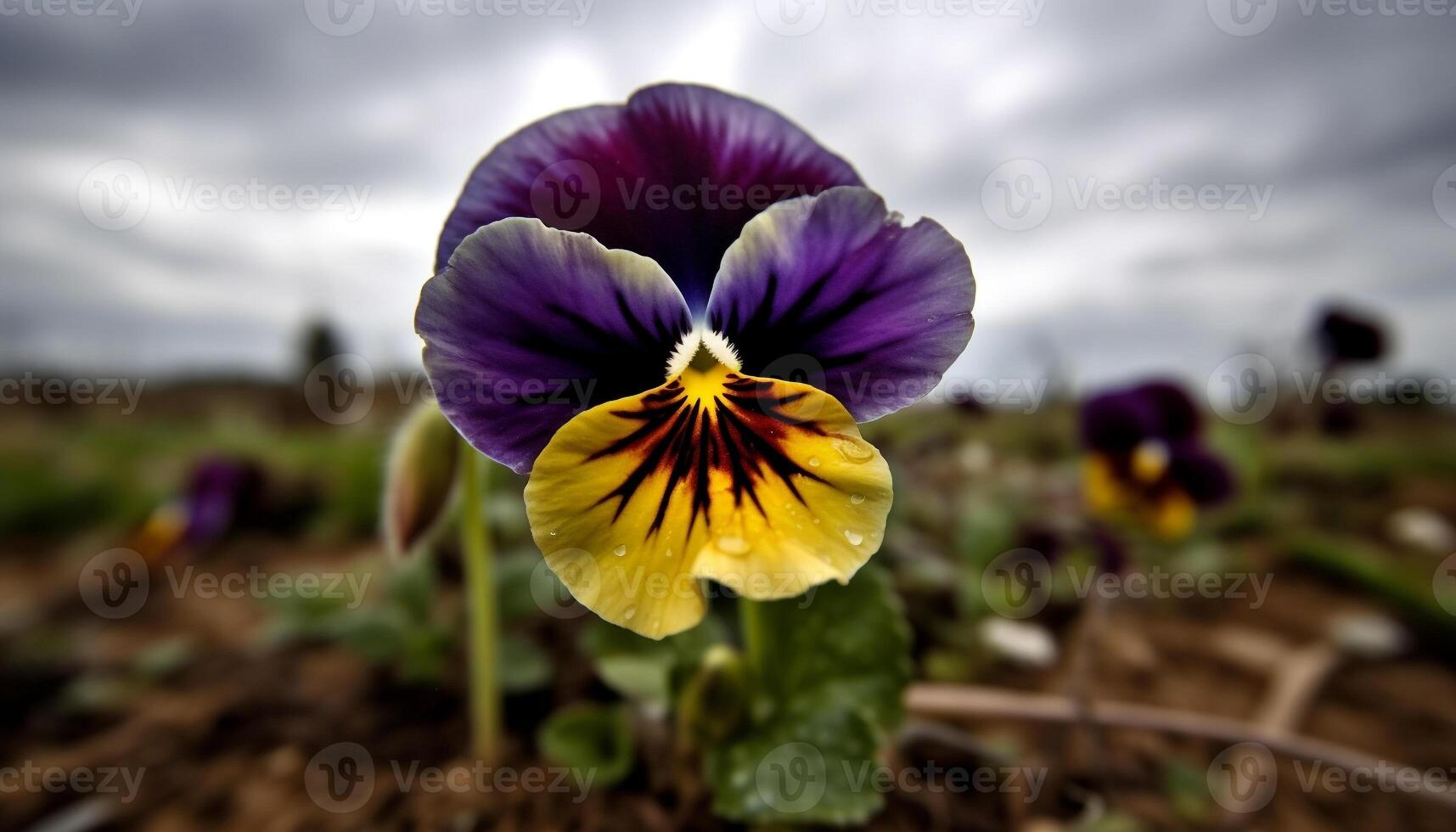 vibrant violet fleur tête dans Prairie fraîcheur généré par ai photo