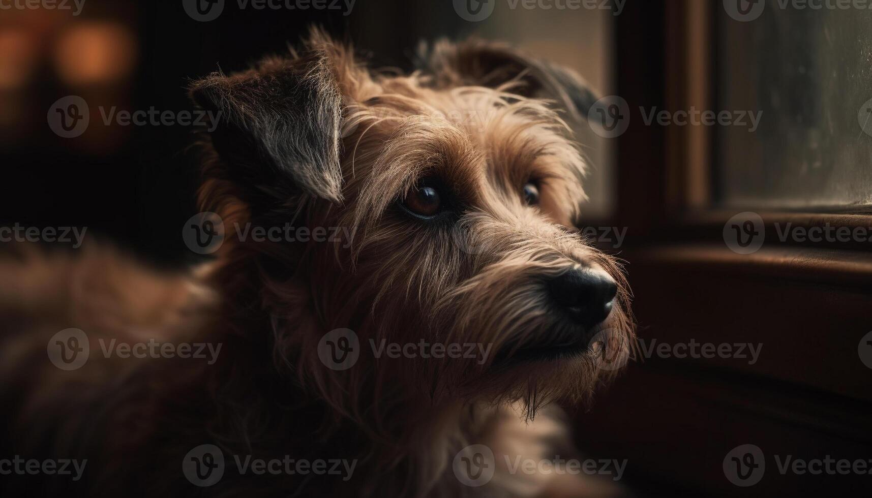 mignonne terrier chiot portrait à la recherche à caméra en plein air généré par ai photo