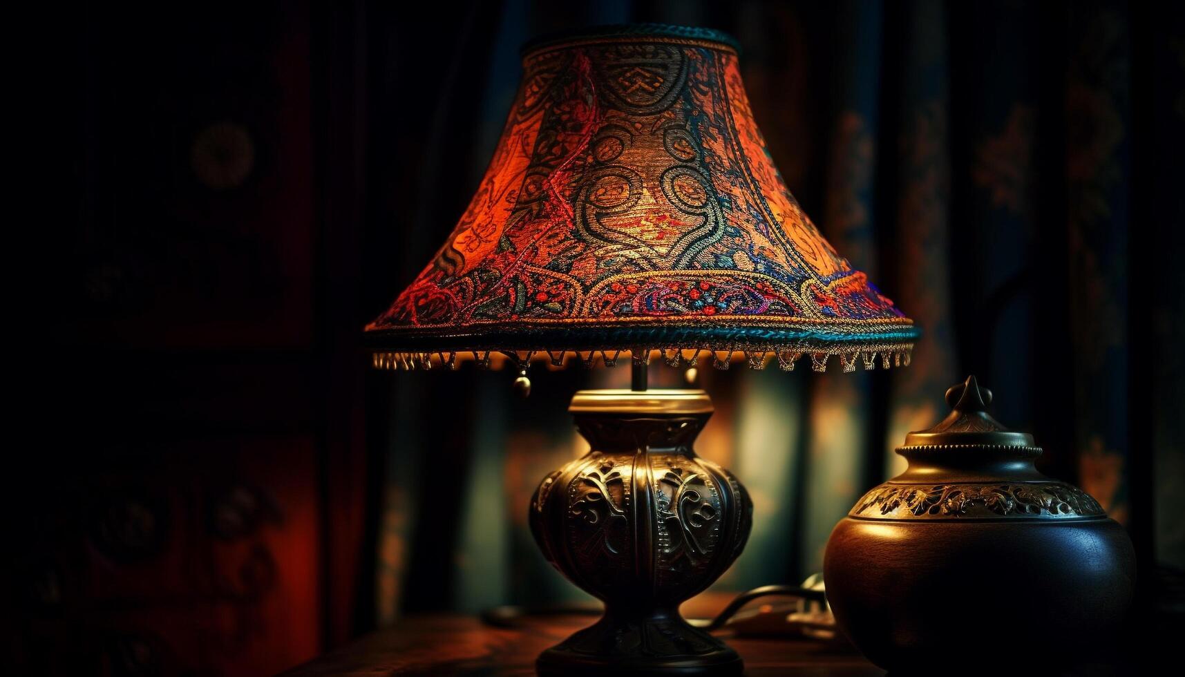 antique chinois lanterne illumine élégant rustique chambre généré par ai photo
