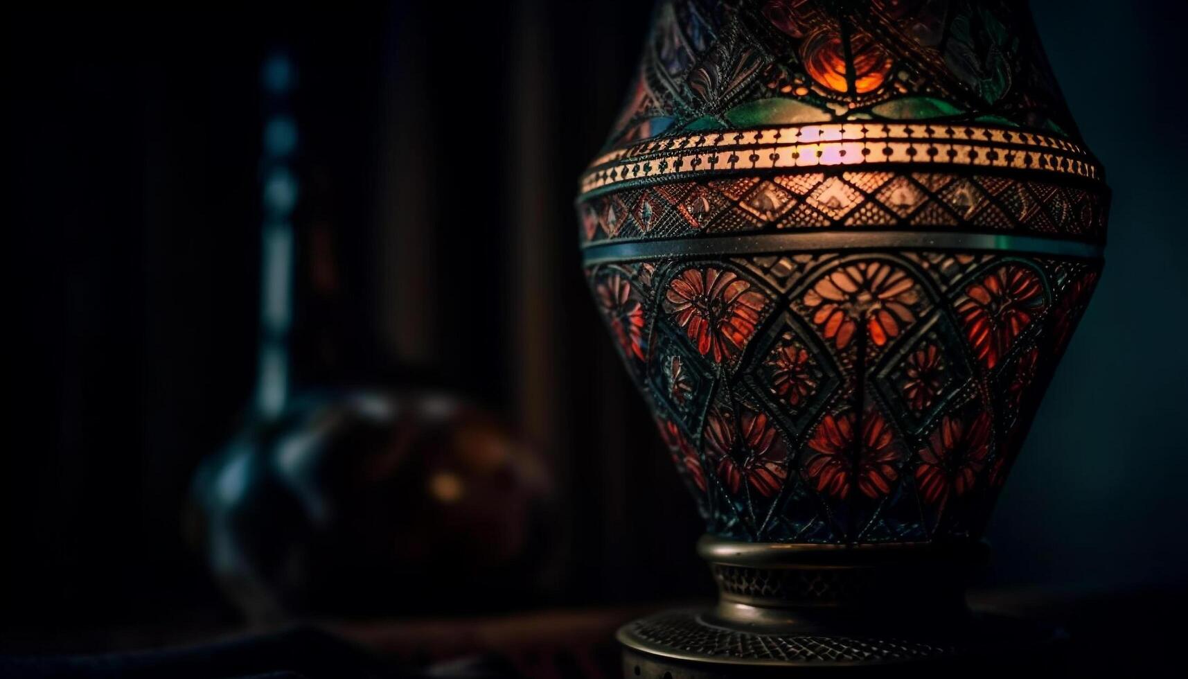 antique lanternes et poterie dans spirituel Accueil généré par ai photo