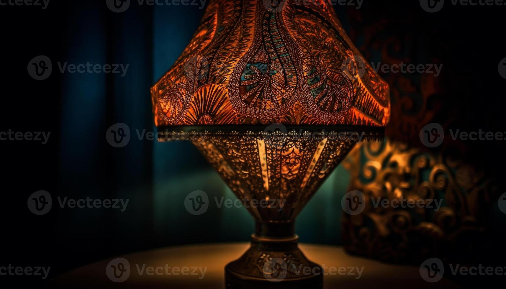 embrasé antique lampe apporte élégance à pièce décor généré par ai photo