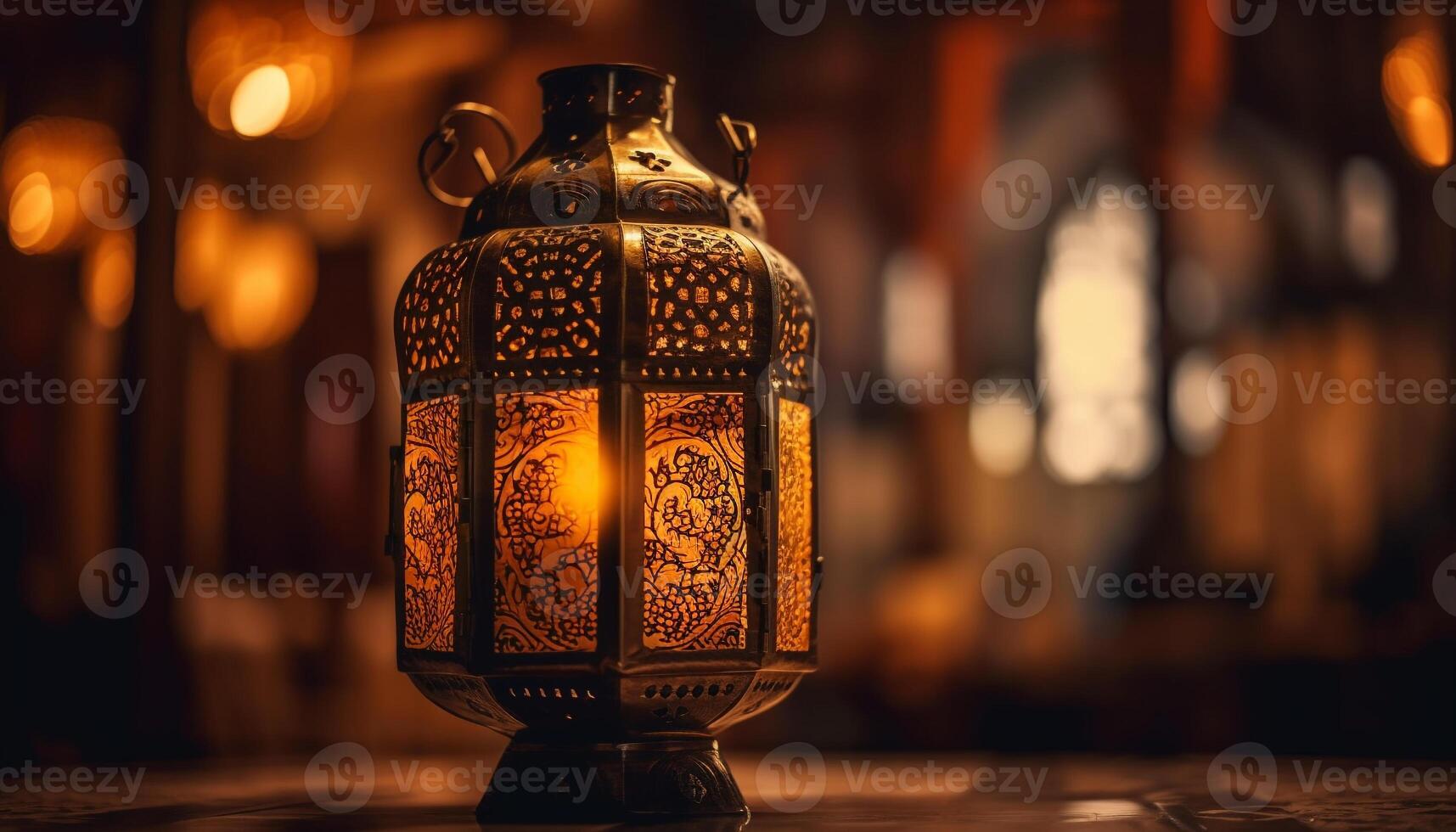 électrique lampe et lanterne éclairer Ramadan fête généré par ai photo