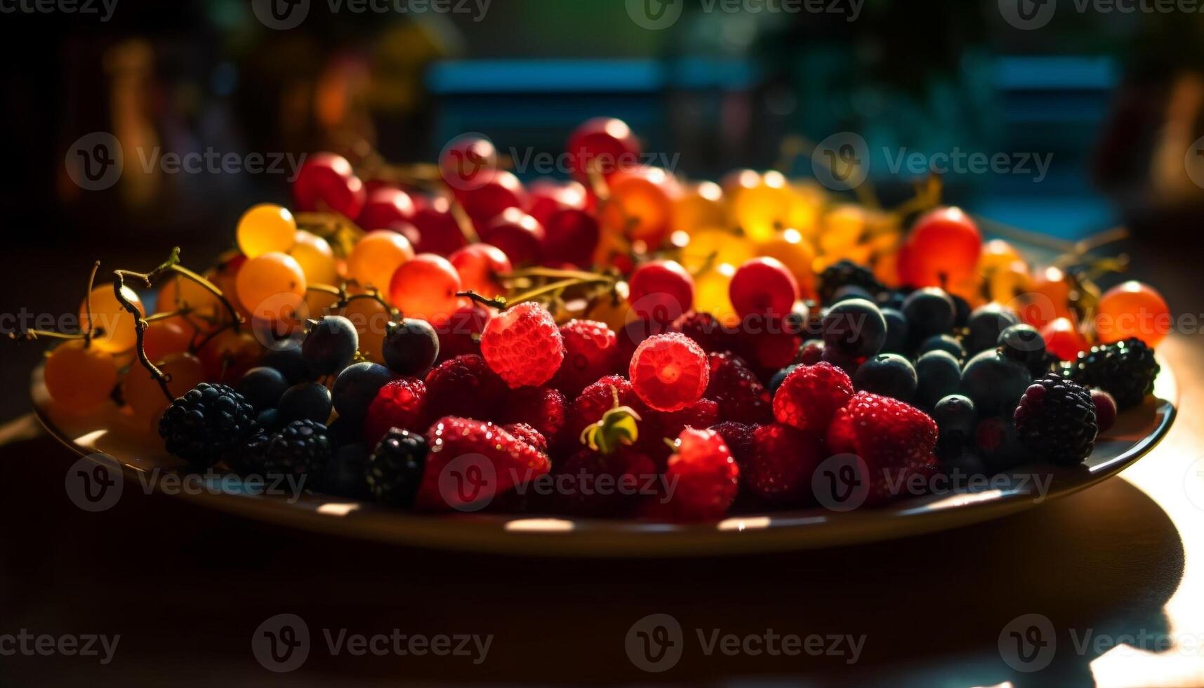 Frais baie salade la nature en bonne santé gourmet rafraîchissement généré par ai photo