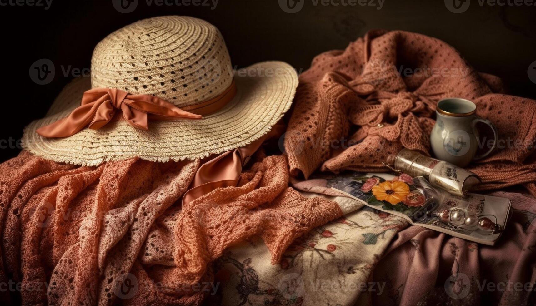 tissé la laine casquette fournit l'automne chaleur et mode généré par ai photo