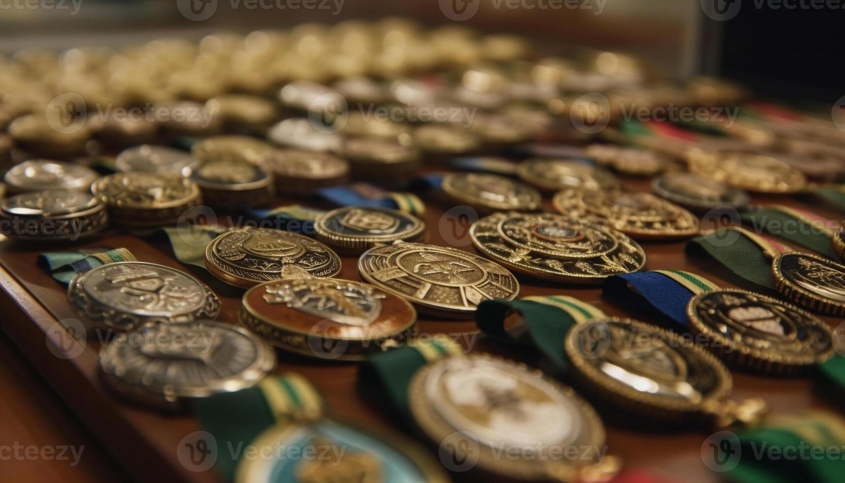 brillant or pièce de monnaie empiler symbolise richesse Succès généré par ai photo