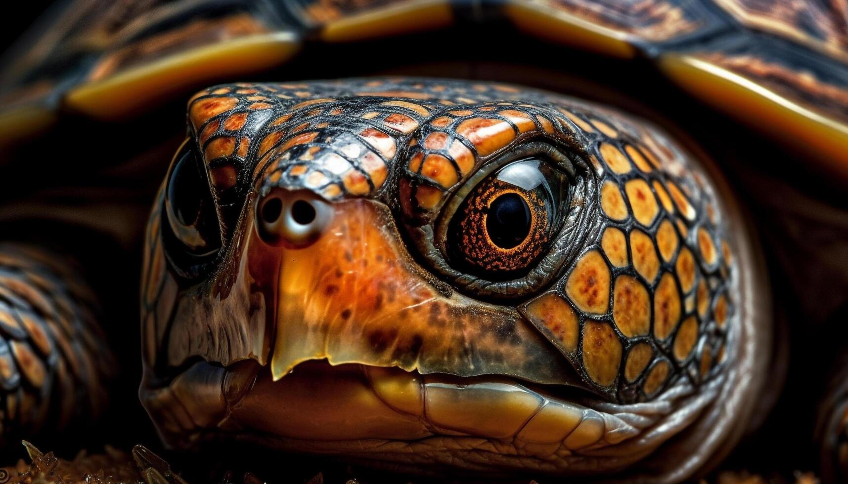 un Jaune terrapin coquille, lent et mignonne généré par ai photo