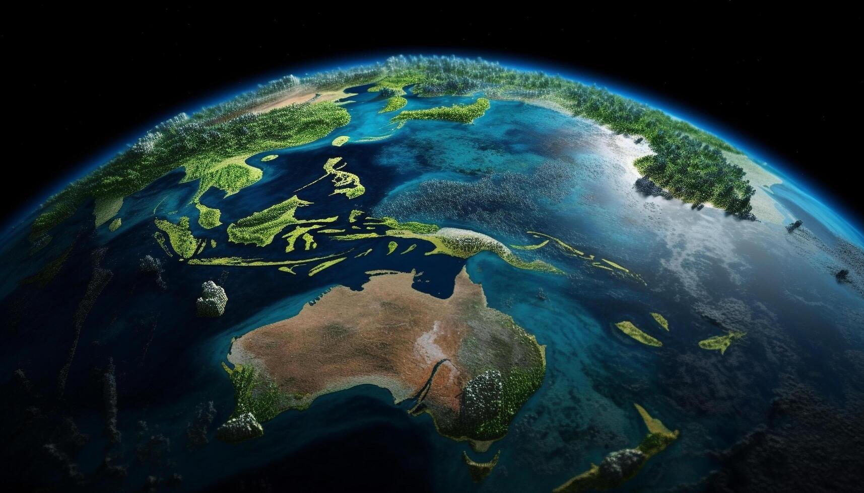 planète Terre topographie une bleu carte illustration généré par ai photo