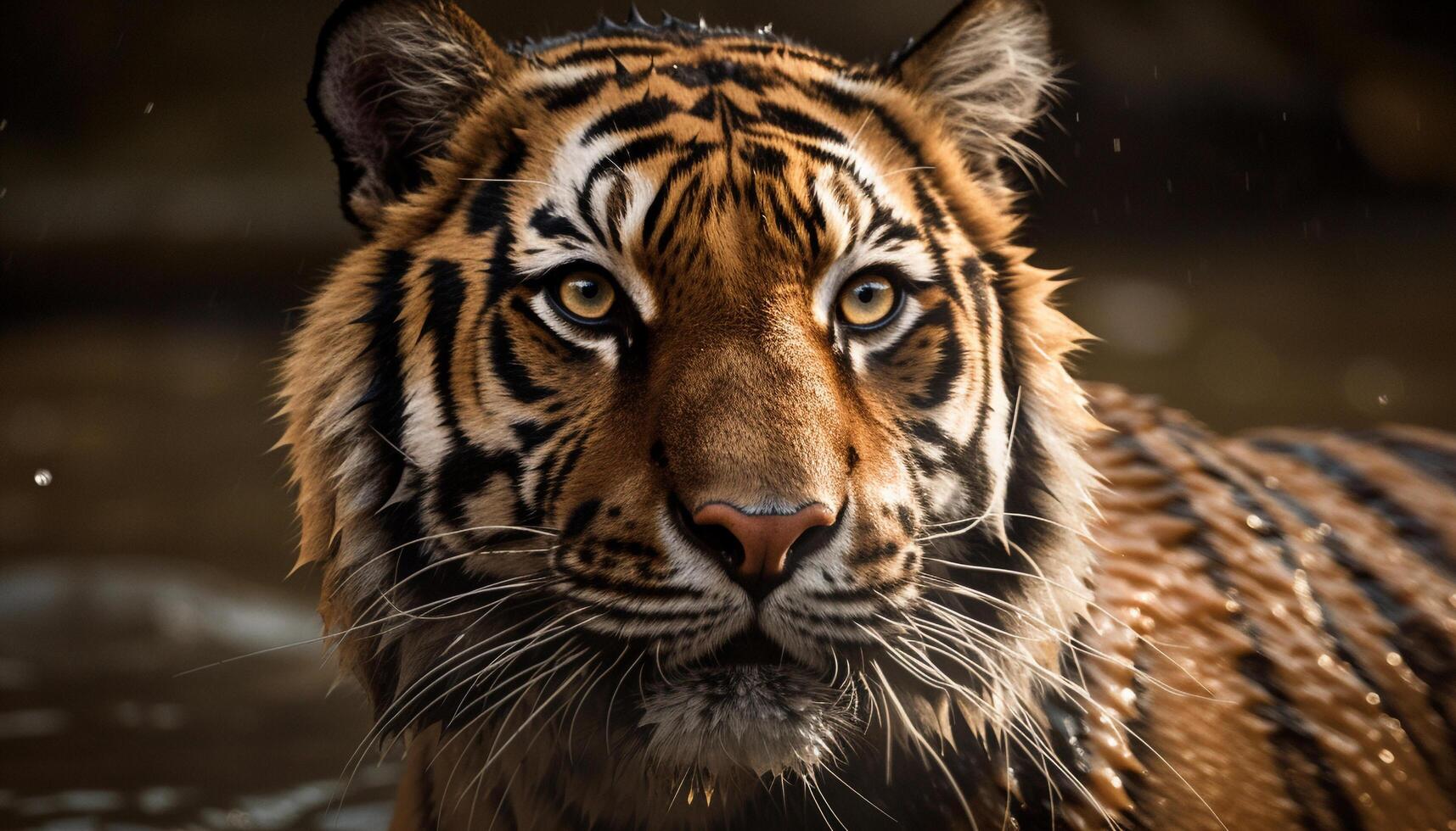 proche en haut de majestueux Bengale tigre rayé fourrure généré par ai photo