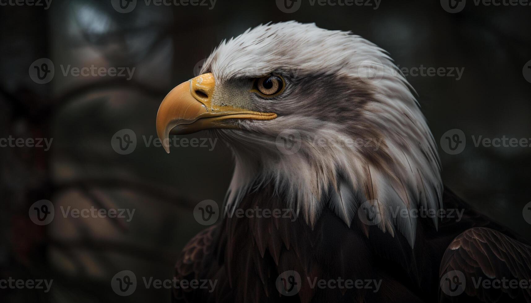 chauve Aigle perché majestueusement, serres prêt à la grève généré par ai photo