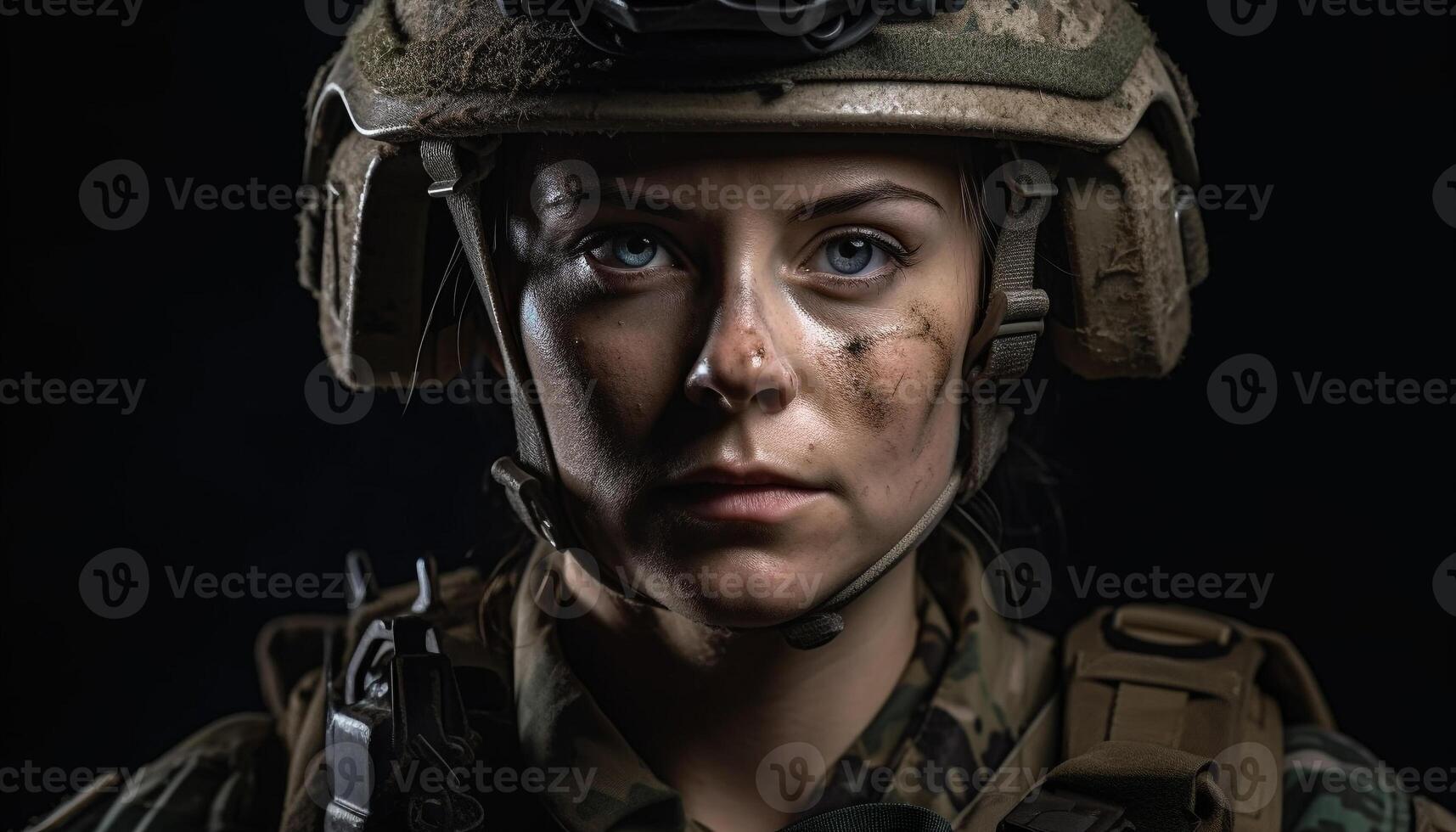 armée soldat avec fusil, dans camouflage uniforme généré par ai photo