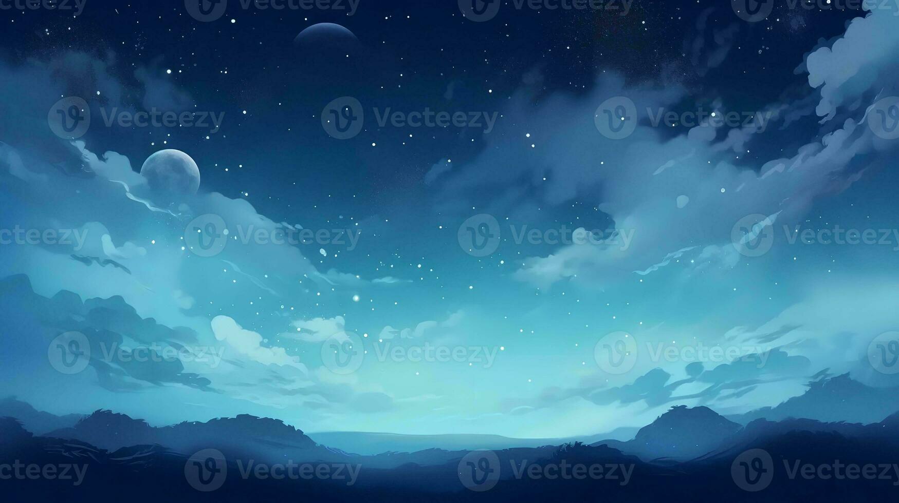 nuit ciel Contexte avec lune et bleu ciel. la nature Contexte généré dans ai photo