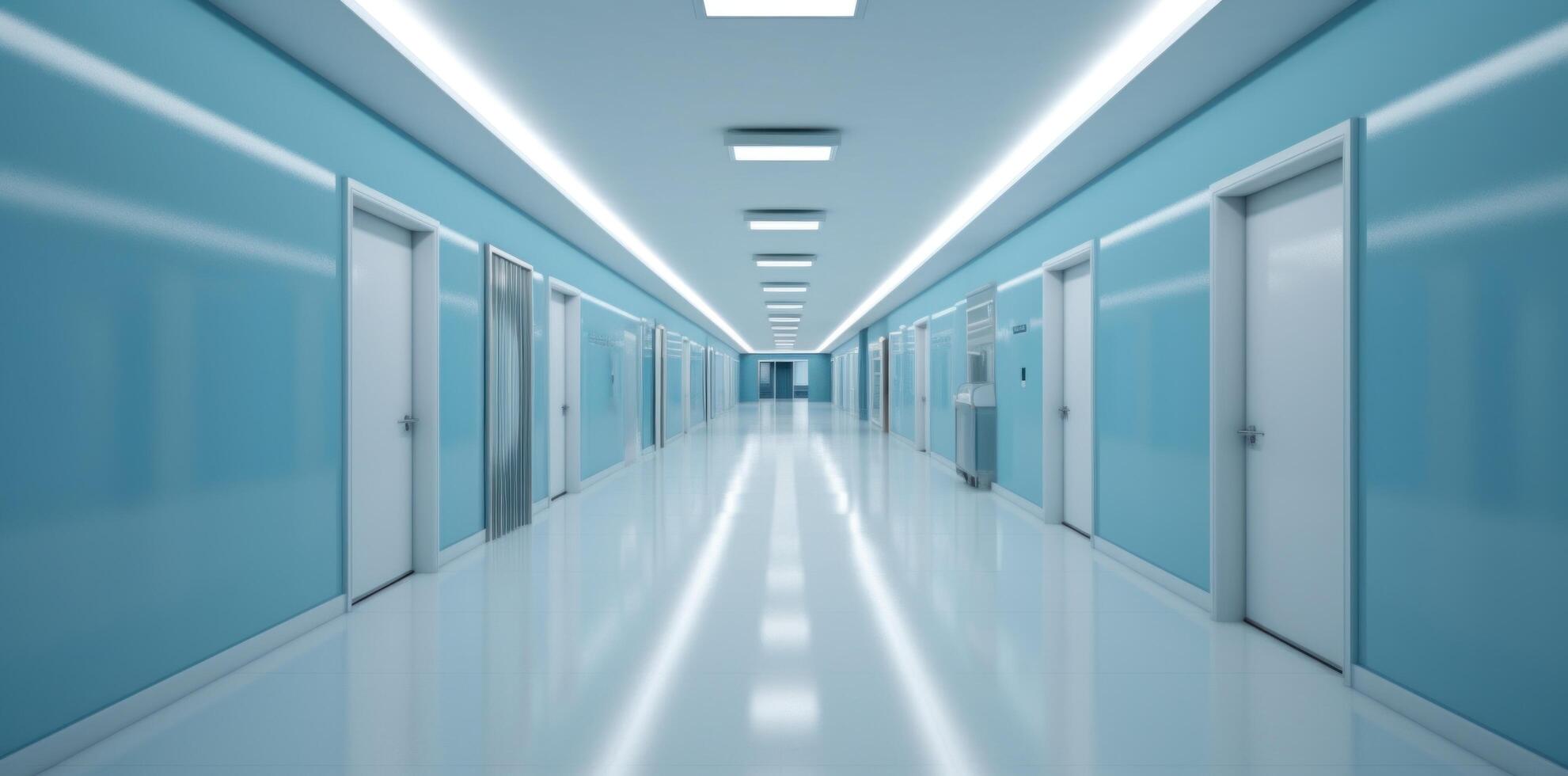 moderne hôpital couloir. illustration ai génératif photo