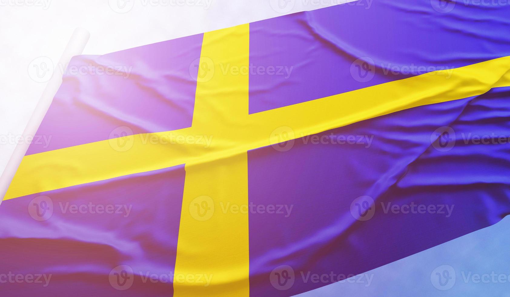 drapeau suédois sur le ciel bleu photo