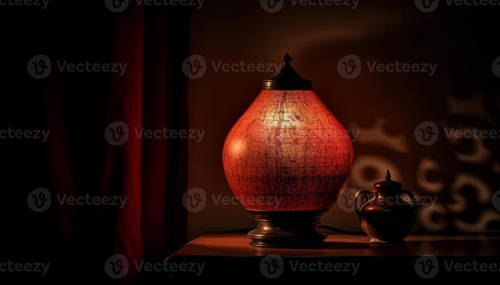 un antique vase, illuminé par aux chandelles généré par ai photo