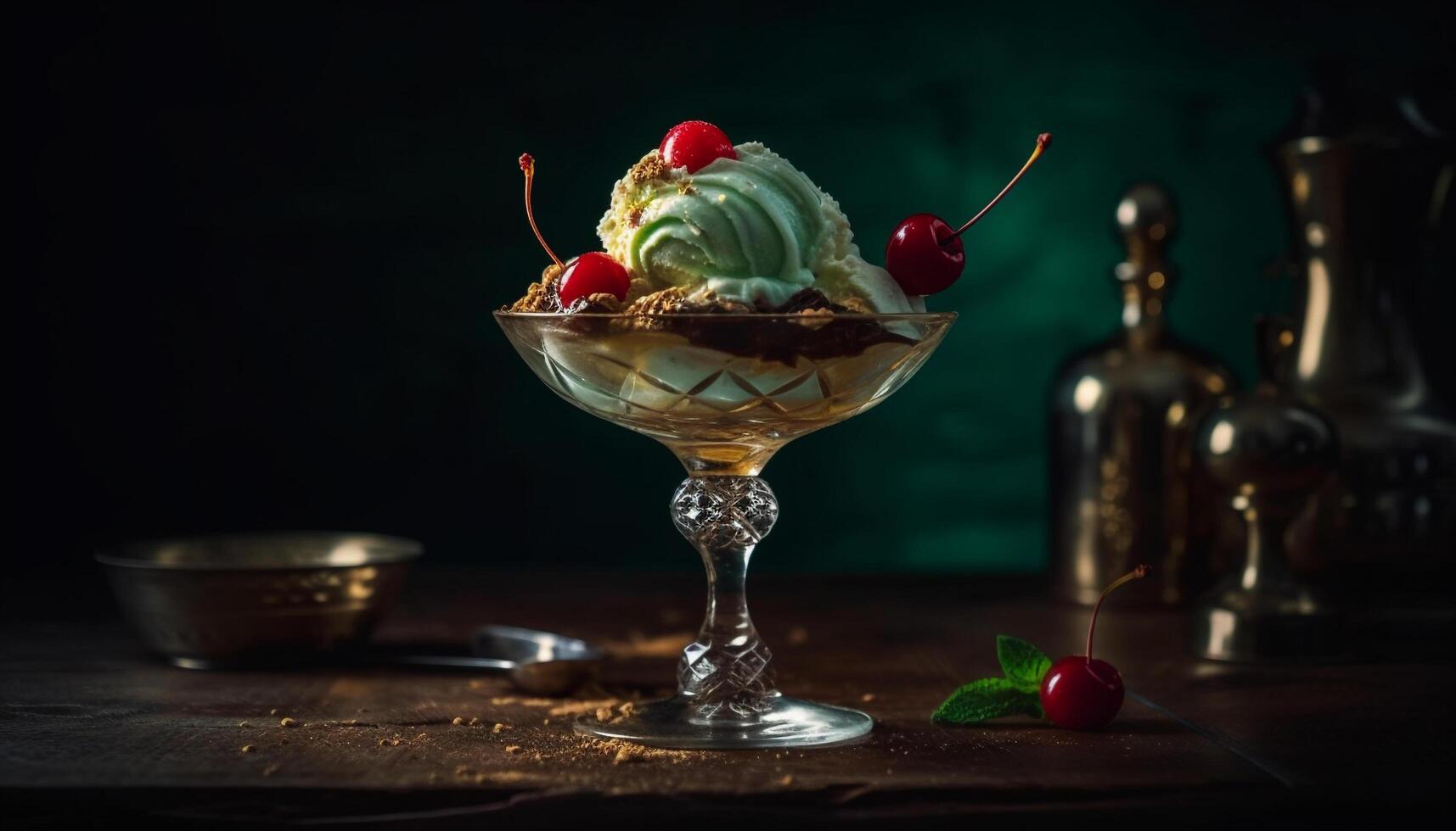 sucré été indulgence baie la glace crème sundae généré par ai photo