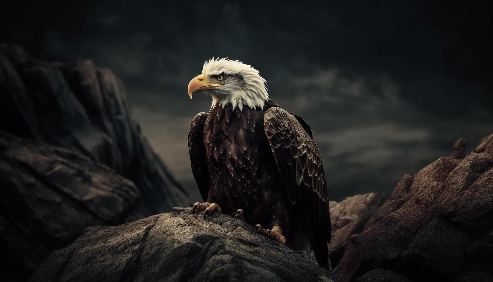 majestueux oiseau de proie se percher, propager ailes généré par ai photo