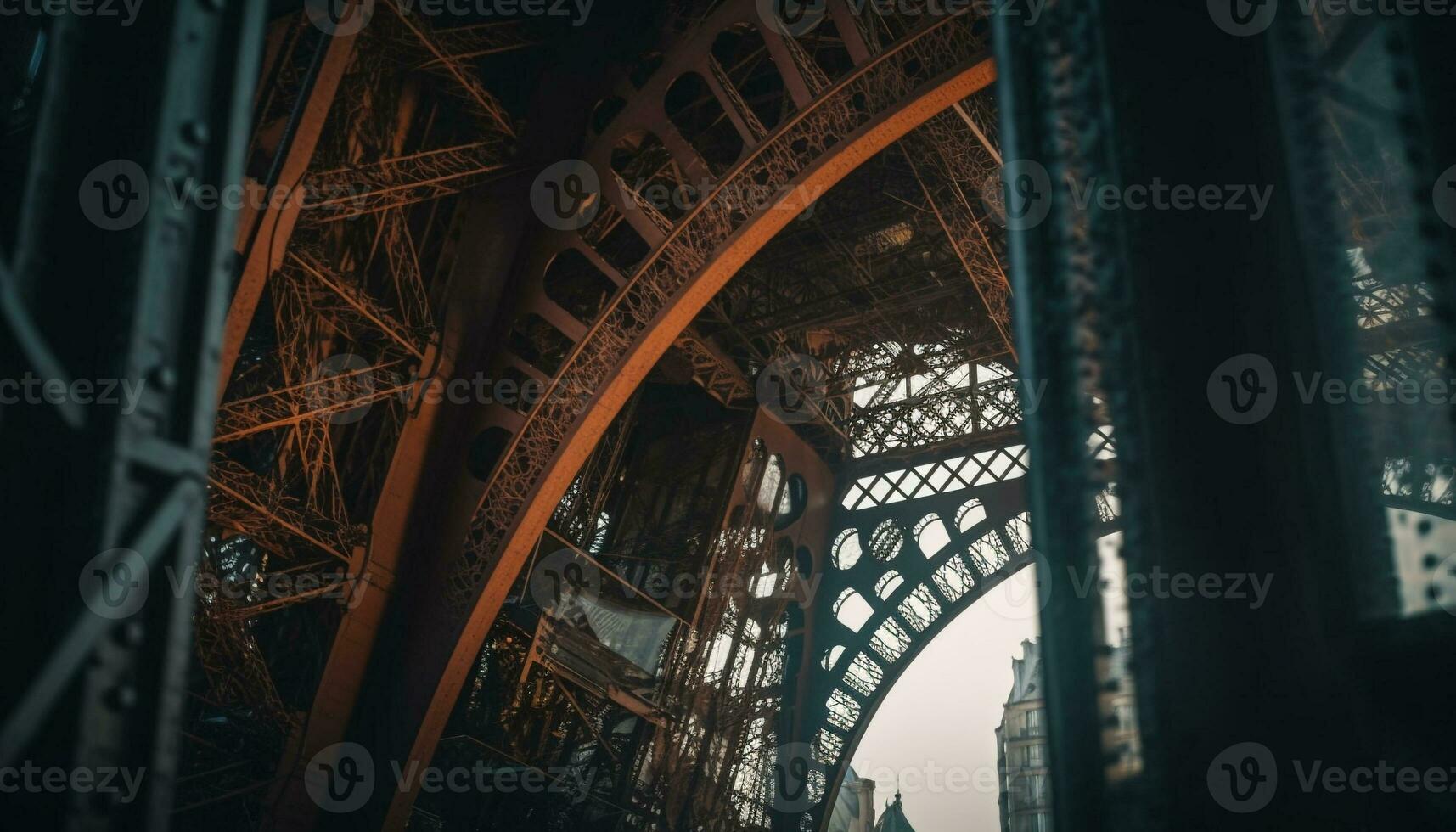 acier cambre pont travées bleu l'eau à crépuscule généré par ai photo