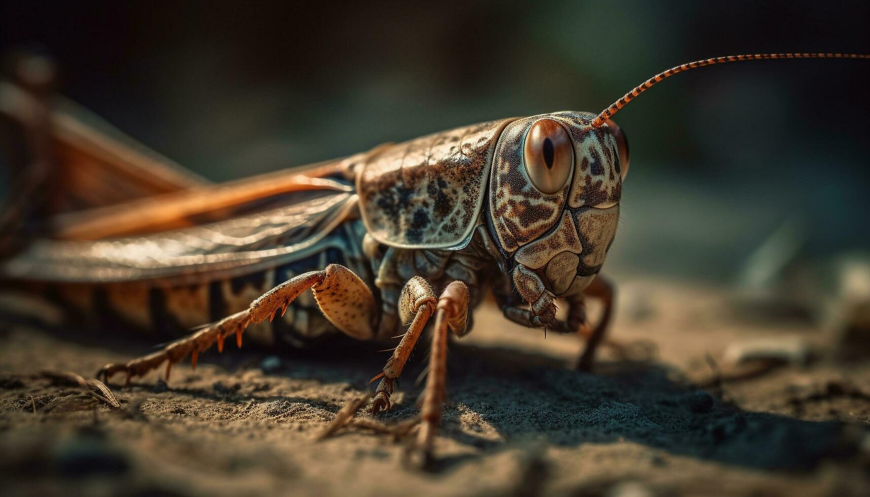 tranchant insecte jambe poignées feuille dans effrayant forêt généré par ai photo