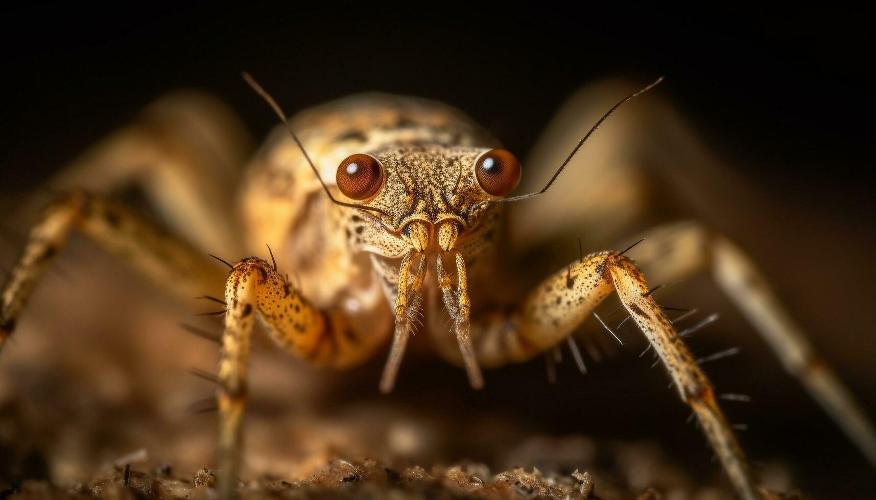 effrayant arachnide Jaune griffe dans extrême généré par ai photo