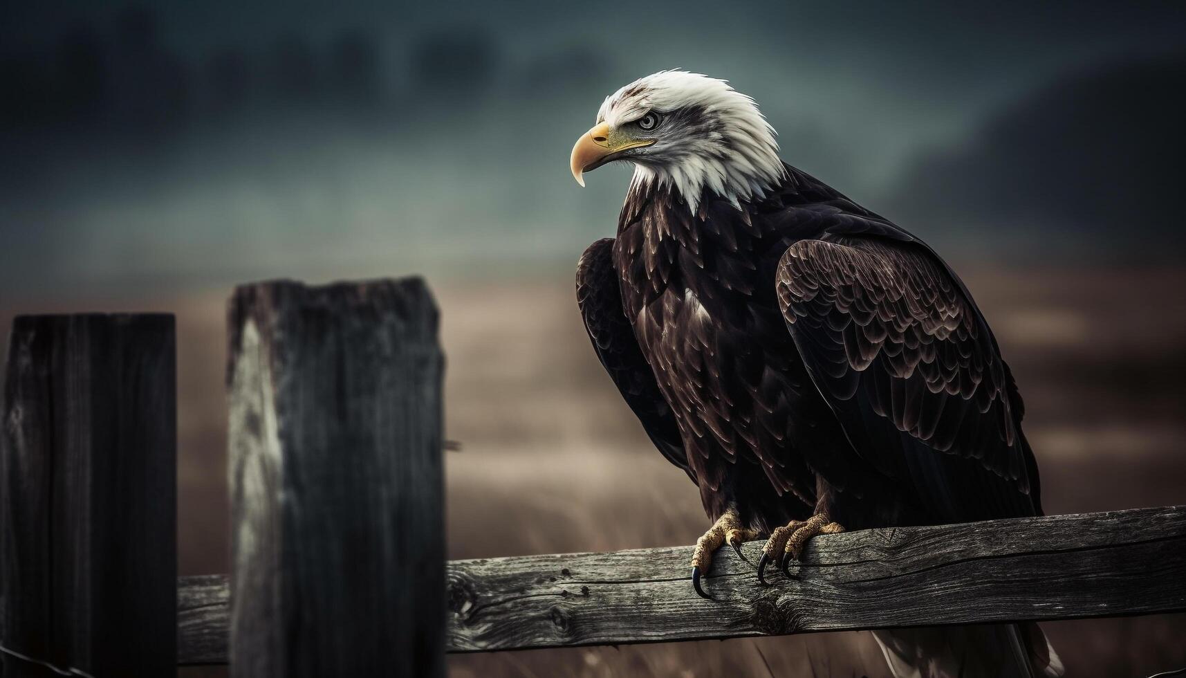 chauve Aigle se percher sur bifurquer, à la recherche majestueux généré par ai photo