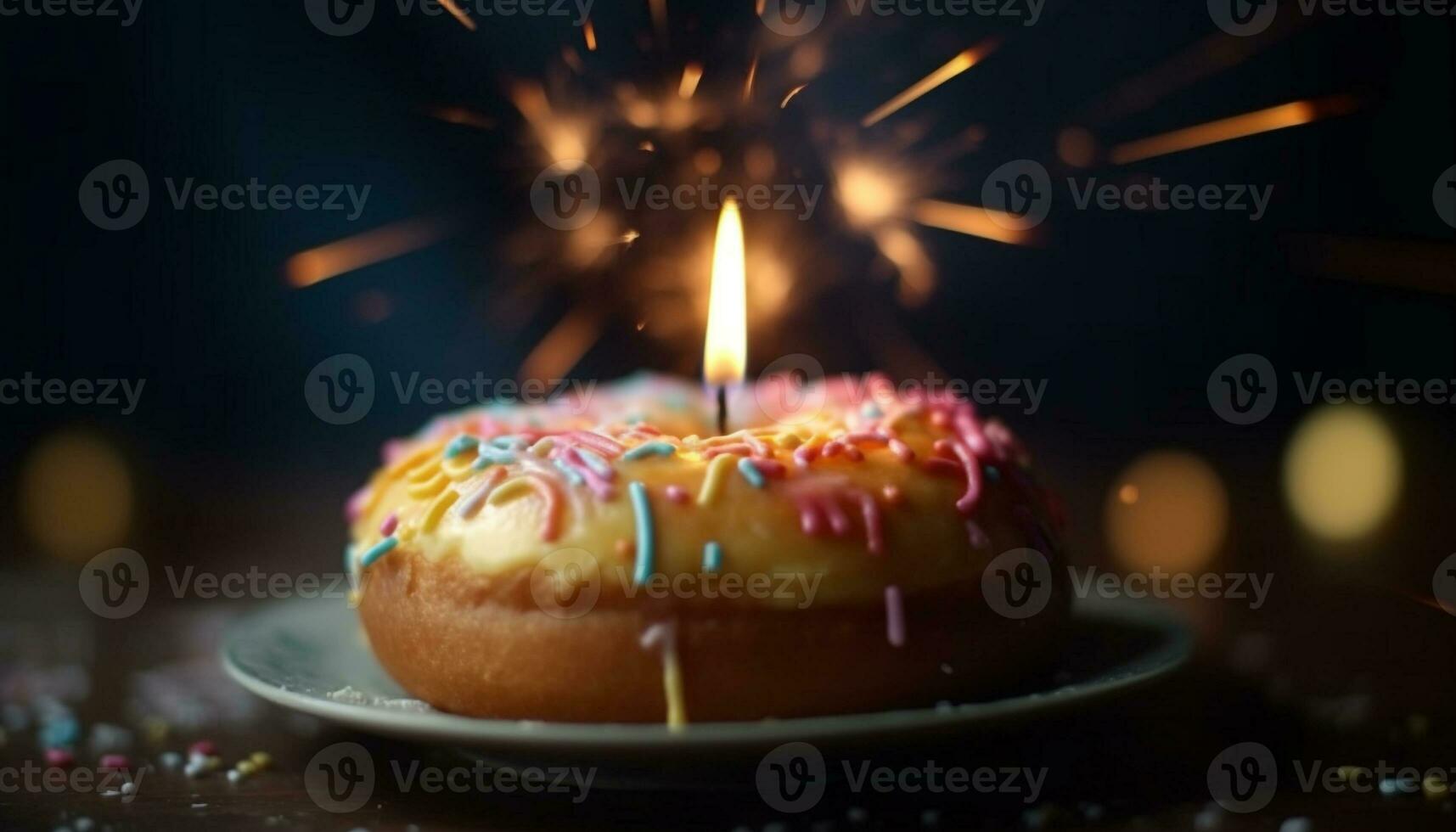 gourmet Donut avec Chocolat glaçage et confettis généré par ai photo